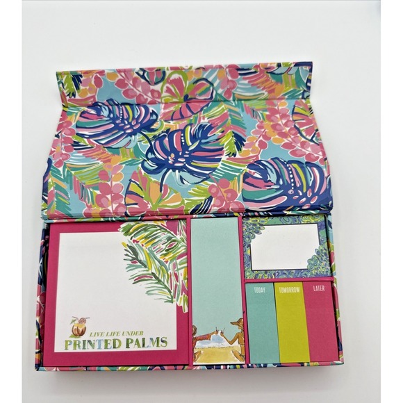 Lilly Pulitzer Sticky Note Set "Featured Exotic Garden" Printed Palms Note Pads - Picture 6 of 10
